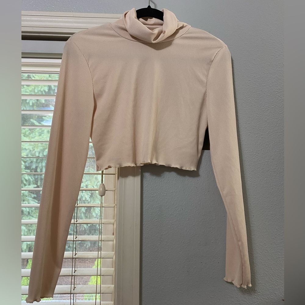 Cropped lightweight turtleneck sweater